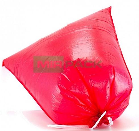 Мешки для мусора с завязками 60 литров, 40 мкм, 10 штук, ПCД, красные - Вид 3